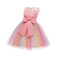 thumbnail image 4 of Robes de Fête pour Filles Tout-Petits Filles Filet de Couleur Nœud Papillon Robe de Fête d'Anniversaire Fleurs Robes pour Enfants Robes d'Anniversaire pour Filles Petites Filles Robes, 4 of 9