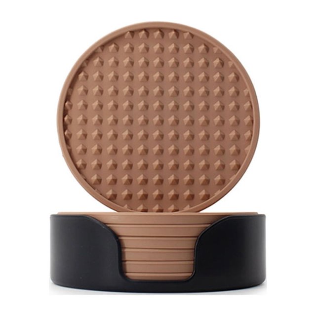 tredstone Portable Silicone Drink Coasters With Holder Convenient And Durable Accessory Convenient Shell Pink