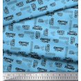 thumbnail image 2 of Soimoi Blue Rayon Fabric Coffee Time Text Print Sewing Fabric Yard 42 Inch Wide, 2 of 5