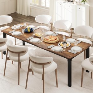 IdealHouse Dining Table for 6, 71 Inches Dining Room Table with Iron Legs, Waterproof Scratch-Resistant, Quick Assembly, 300Lbs Capacity, Kitchen Table for Dining Room, Kitchen, Retro Brown