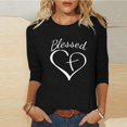 thumbnail image 2 of Penkiiy Hauts à Manches 3/4 Imprimés Cœur pour Femmes Col Rond Tunique de la Saint-Valentin Tee-Shirts Blouse S Noir, 2 of 5