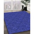thumbnail image 3 of Ahgly Company Tapis d'Intérieur Ronds Transitionnels Lavables à la Machine, Ruban Bleu Bleu, Tapis de Zone, 6 Pieds Rond, 3 of 7