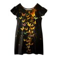 thumbnail image 1 of Robes d'Adolescent Été Papillons Noir Doré Sans Manches Nœud Arrière Robe Princesse Décontractée Jaune 9-10 Ans, 1 of 4