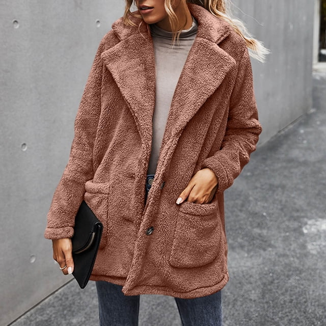 LSLJS Manteau en Peluche à Manches Longues pour Femmes, Mode Chaud