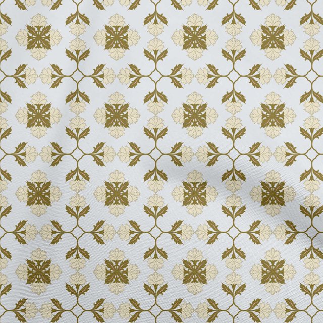 oneOone Polyester Spandex Dark Olive Green Fabric Asian Block Floral Sewing Craft Projects Fabric Prints By Yard 56 Inch Wide