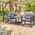 thumbnail image 1 of Gymax 3PCS Rattan Rocking Chair Table Set Patio Furniture Set w/ Grey Cushions, 1 of 9