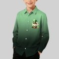 thumbnail image 2 of RXMEKW Chemise à Manches Longues Imprimée de la Saint-Patrick pour Garçons avec Col Rabattu, 95 % Coton 5 % Élasthanne, Vert, 2 of 7