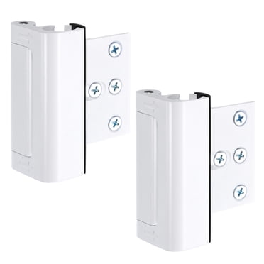 Unique Bargains 2 Set Home Security Door Lock, Door Reinforcement Lock Withstand 800lbs, for Inward Swinging Door Latch, White