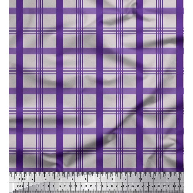 Soimoi Cotton Poplin Fabric Check Check Printed Fabric 1 Yard 42 Inch Wide