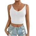 thumbnail image 1 of Plebaso Women's V Neck Spaghetti Strap Cami Tops Sleeveless Crop Tank Tops Knit Basic Going out Shirts, 1 of 7