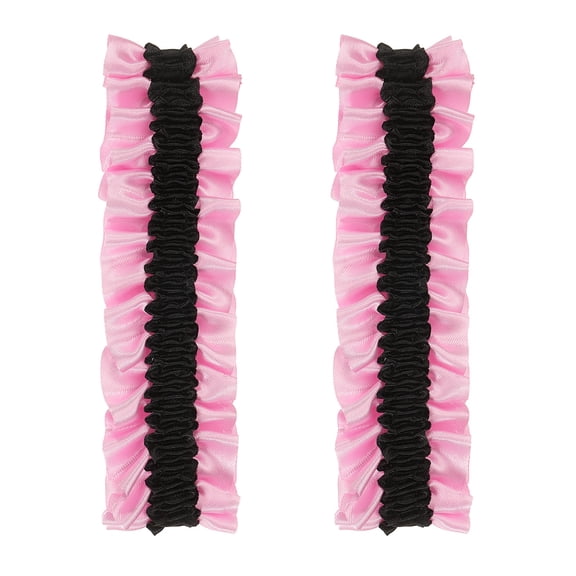 Uxcell Brassard Jarretière, 2 Pcs Manche Antidérapante Jarretière Homme Manche de Chemise Support Ceinture Élastique Accessoires de Costume Décoration pour Fête, Noir sur Couleur Rose