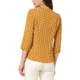 thumbnail image 3 of INSPIRE CHIC Blouse pour Femme Col en V Manches 3/4 Pois devant Boutonné Haut TP Jaune, 3 of 6