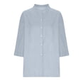 thumbnail image 4 of Yuyuzo Womens Button down Jean Shirts Half Sleeve V Neck Solid Color Casual Loose Denim Shackets, 4 of 6