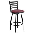 thumbnail image 1 of HERCULES Series Black Ladder Back Swivel Metal Barstool - Burgundy Vinyl Seat, 1 of 9
