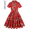 thumbnail image 1 of Robe Vintage d'Été pour Femmes Imprimé Perroquet 2024 Robe de Soirée Rétro Verte Rockabilly Années 50 60 Robe d'Été, 1 of 7