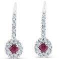thumbnail image 1 of 1/4ct Ruby & Diamond Drop White Gold Earrings 14K White Gold, 1 of 1