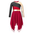 thumbnail image 3 of Yeahdor Robe de Danse pour Filles Enfants, Manches Longues Métalliques, Robe de Prière, Costume de Danse Bourgogne 14, 3 of 7