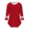 thumbnail image 5 of SwiftWear T-Shirts pour Femmes Manches 3/4 Tendance Été Haute Saturation Chemises Rayées Couleur Unie Tunique Décontractée Habillée, 5 of 5