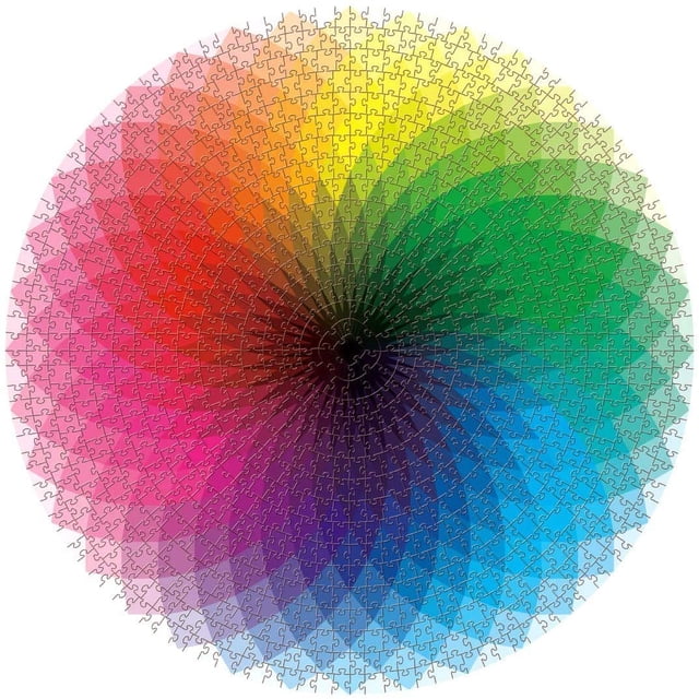 ZECATL Casse-Têtes 1000 Pcs pour Adultes Casse-Tête Rond - Couleur Dégradée Arc-en-Ciel Grand Casse-Tête Rond Difficile et Stimulant