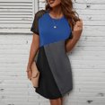 thumbnail image 4 of Robes pour Femmes 2024 Été Oversize Loisirs Dentelle Manches Courtes Col Rond Couleurs Contrastantes Robes Rabais de 50 % Liquidation!, 4 of 6