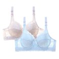thumbnail image 1 of Levmjia 2PC Womens Bras Front Closure No Underwire Push Up Lace Underwear Comfortable Wireless Bralette Multi Color Options 34B-46D For Daily Wear Sleep Lounge, 1 of 3