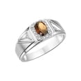 thumbnail image 4 of RYLOS Men's Rings 14K White Gold Classic 7X5MM Oval Gemstone & Diamond Ring Smoky Quartz June Birthstone Rings For Men Size 13, 4 of 7