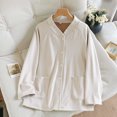 thumbnail image 2 of MeetoTime Womens Pajama Top Fall Winter Striped V-neck Button Long Sleeved Bottoming Shirt Home Clothes, 2 of 4