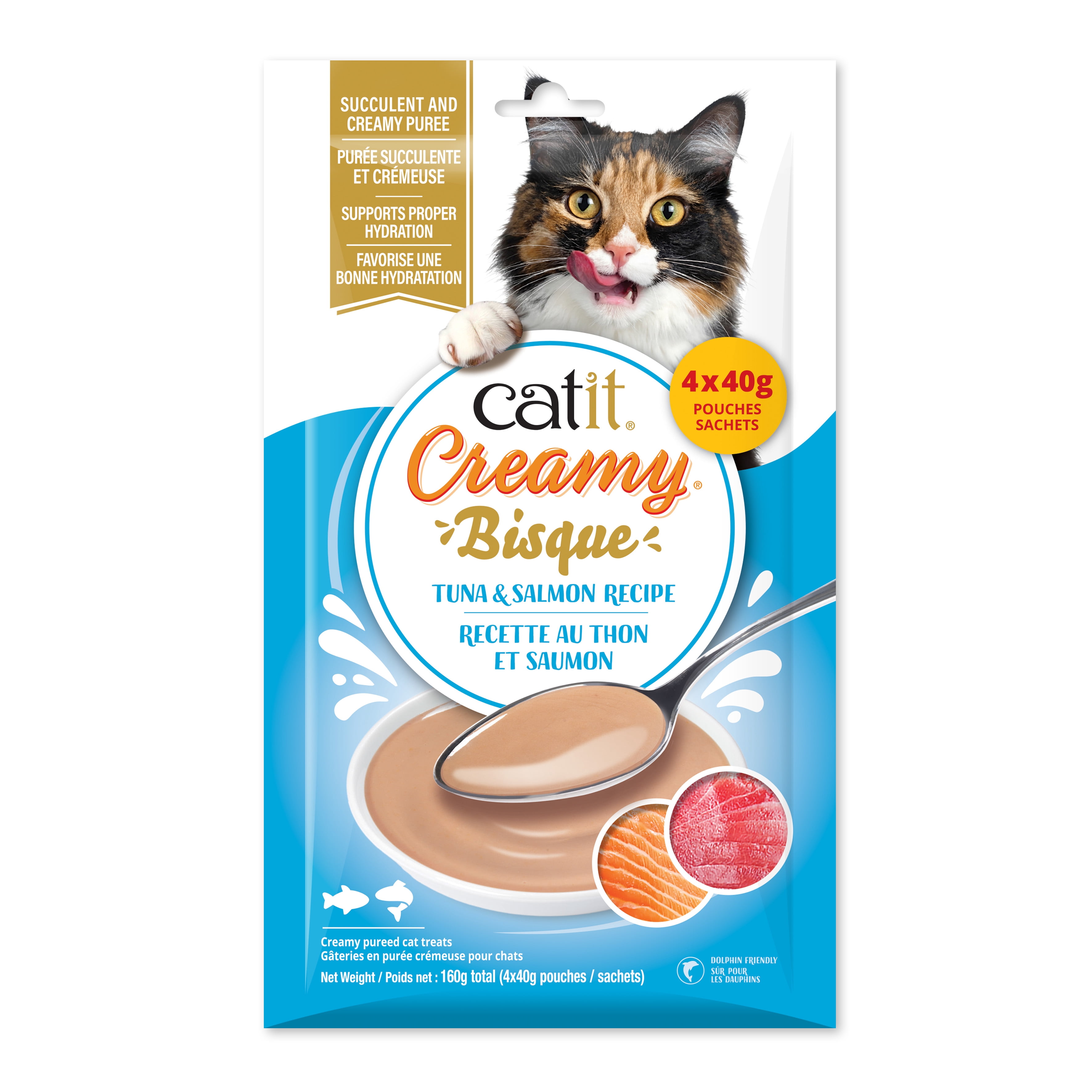 Bisque Catit Creamy au thon et saumon, 4 x 40 G