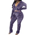 thumbnail image 4 of Honganda Slim Pleated Zipper Hooded Top and Pants Two-piece Suit, 4 of 6