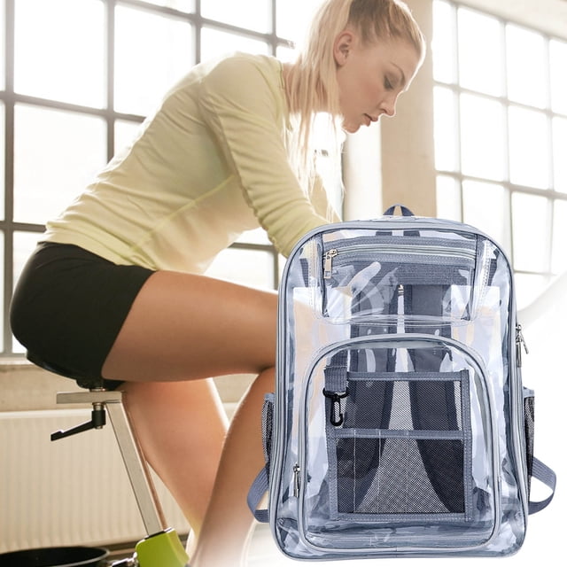 EQWLJWE Clear Backpack,Clear Backpack School Bag,Large PVC Laptop Transparent Backpack See Through Backpack for Sports,Work,Stadium,Travel,College