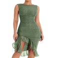 thumbnail image 4 of Robe Midi Fendue Sans Manches pour Femmes, Col en V, Fendue Haute, Élégante pour Fête, 4 of 7