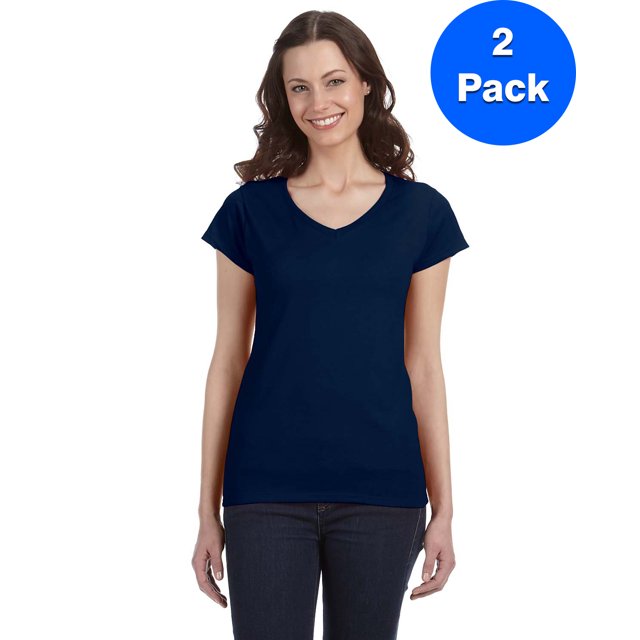 Gildan T-Shirt Ajusté à Col en V pour Femmes SoftStyle - G64VL (Lot de 2)