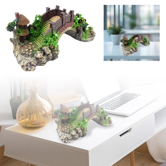 Elegant Water Arch Bridge Fish Tank Ornament - Unique Aquascaping Design for Aquariums Desktop Decoration