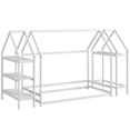 thumbnail image 1 of Costway Lit Cabane Format Simple Lit Montessori au Sol avec Étagères de Rangement Détachables Blanc, 1 of 10