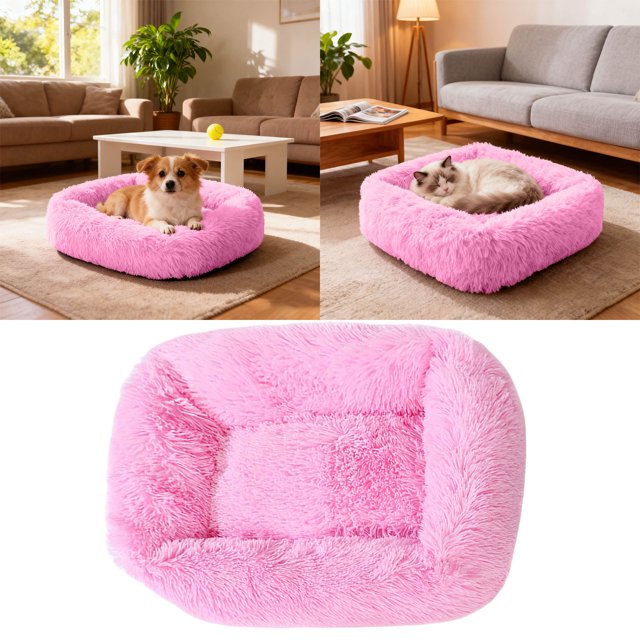 Calming Self Warming Pet Bed for Cats and Dogs Soft Cuddler Cushion Machine Washable Indoor Outdoor Use