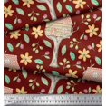 thumbnail image 2 of Soimoi Red Velvet Fabric Treehouse & Freesia Floral Print Print Fabric by the Yard 60 Inch Wide, 2 of 5