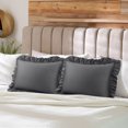 thumbnail image 2 of PiccoCasa 2 Pcs 100% Cotton Ruffled Pillowcases Soft with Envelope Dark Gray Queen, 2 of 7