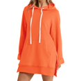 thumbnail image 1 of Kcodviy Robes Décontractées Unies à Manches Longues pour Femmes Couleur Poche à Capuche Mi-Longues de Soirée d'Automne Longues Décontractées Amples à Capuche, 1 of 7