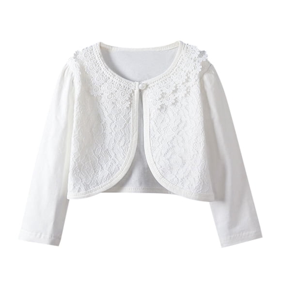MEZZALL Toddler Kids Baby Little Girls Lace Princess Bolero Cardigan Shrug Tops Clothes Cozy Dailywear, White, 2-3 Years