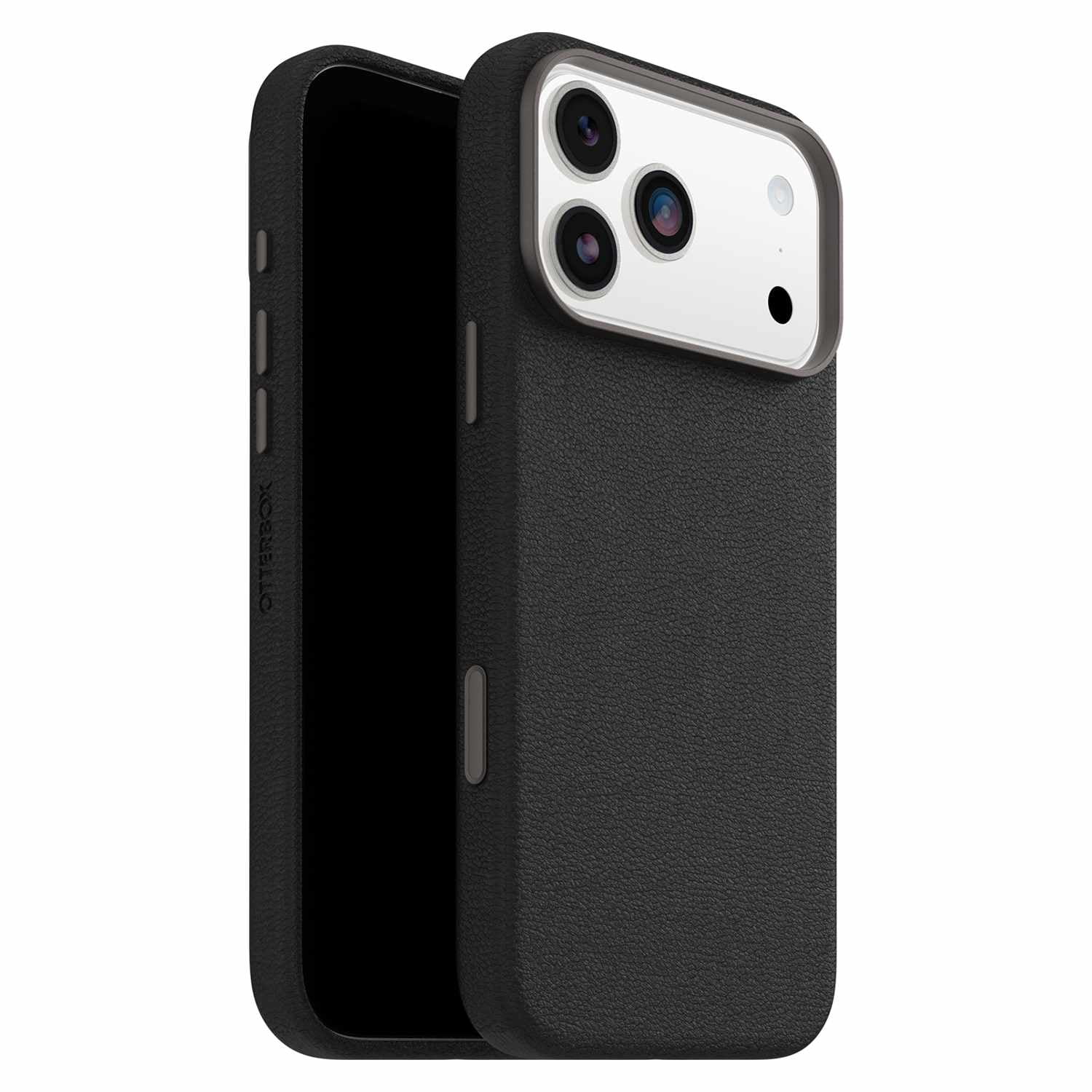 OtterBox Symmetry Cactus Leather MagSafe Case w/Camera Control Noir Ash (Black) for iPhone 17 Pro