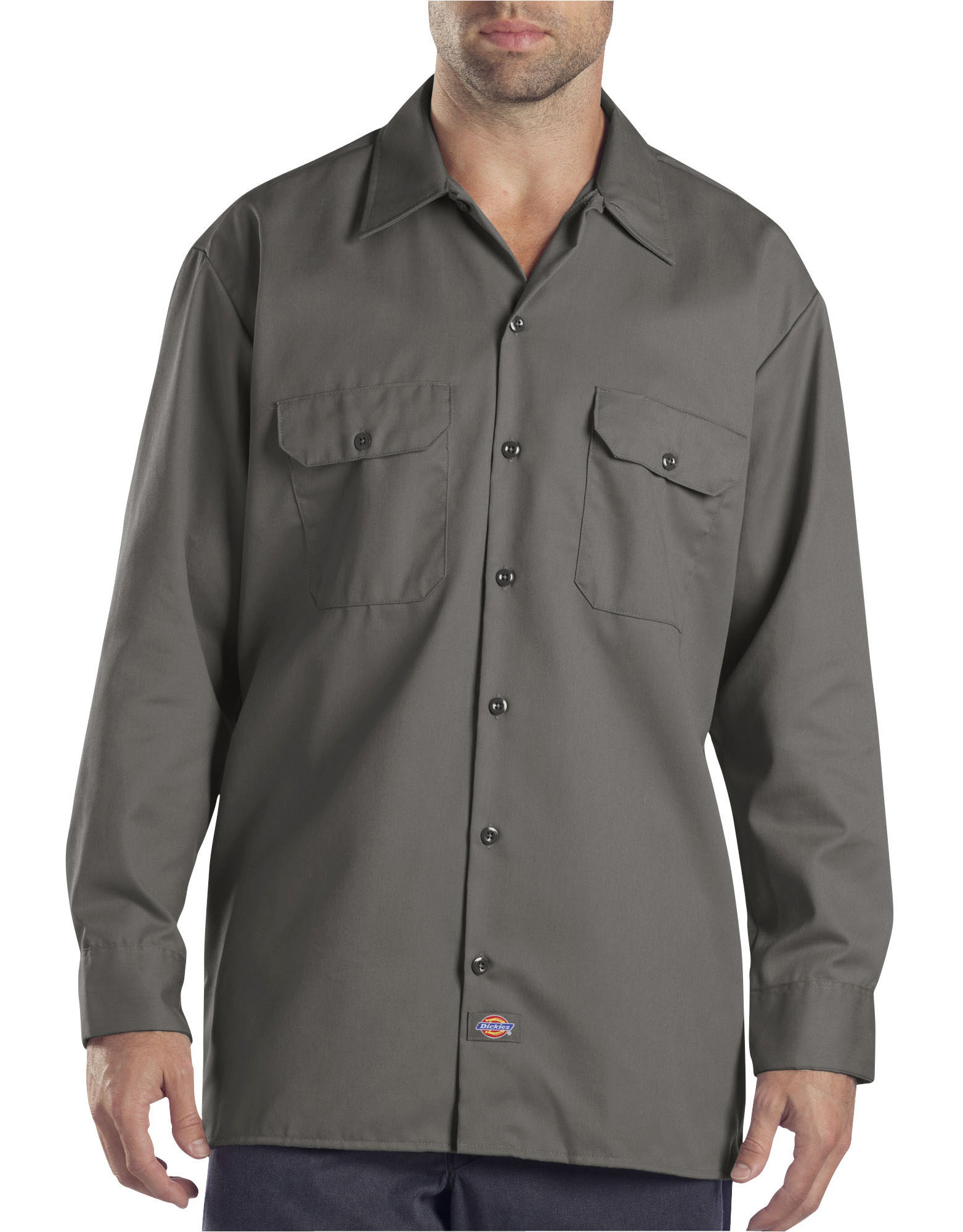 Dickies Mens Long-Sleeve Work Shirt, 2T, Gravel Gray