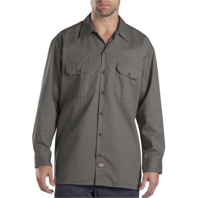Dickies Mens Long-Sleeve Work Shirt, 2T, Gravel Gray