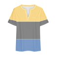 thumbnail image 5 of Timegard Plus Size Top for Women Notched V Neck Drop Shoulder Color Block Short Sleeve Casual Blouse, 5 of 5