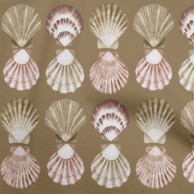 oneOone Cotton Flex Brown Fabric Sea Shells Ocean Craft Projects Decor Fabric Printed By The Yard 40 Inch Wide
