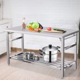 thumbnail image 1 of Table de Travail Pliant en Acier Inoxydable 60"x24 Pouces, Table de Préparation Commerciale Robuste avec Tablette Inférieure Ajustable, 1 of 9