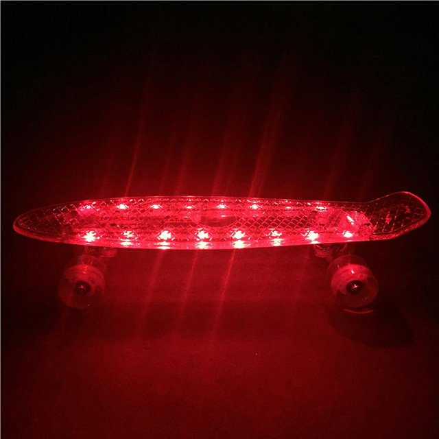 mmirethe 22 Inches Four-wheel Mini Skateboard LED Flashing Skateboard Retro Skateboard No.3