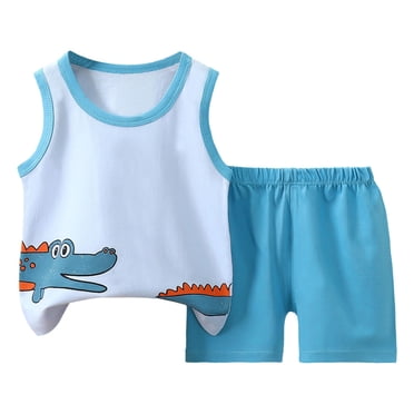 Ketyyh-chn99 Baby Boy Outfit Baby Boy Gifts Boys Outfit Toddler Vest Sleeveless Printed Boys Tops+Shorts (J, 6-12 Months)