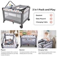 Foldable Baby Playard, Baby Playpen Portable Crib with Bassinet ...