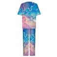 thumbnail image 2 of Hauts à Manches Courtes pour Femmes Costume d'Été Mode Short Imprimé Pantalons Colorés Costume Décontracté Deux Pièces Hauts à Manches Courtes pour Femmes Hauts d'Été pour Femmes avec Manches, 2 of 5