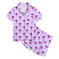 thumbnail image 4 of Luvoko Ensemble de Pyjama 2 Pcs pour Enfants Imprimé Graphique Chemise à Manches Courtes Boutonnée Shorts Pyjama, 4 of 5